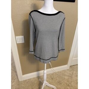 LRL Ralph Lauren Top, Black And White Striped, Ladies Size PM